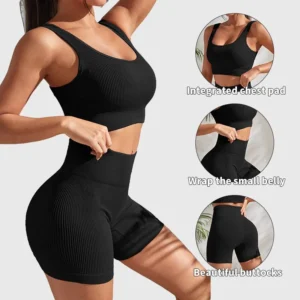 Women's Seamless Ribbed 2-Piece Yoga Set